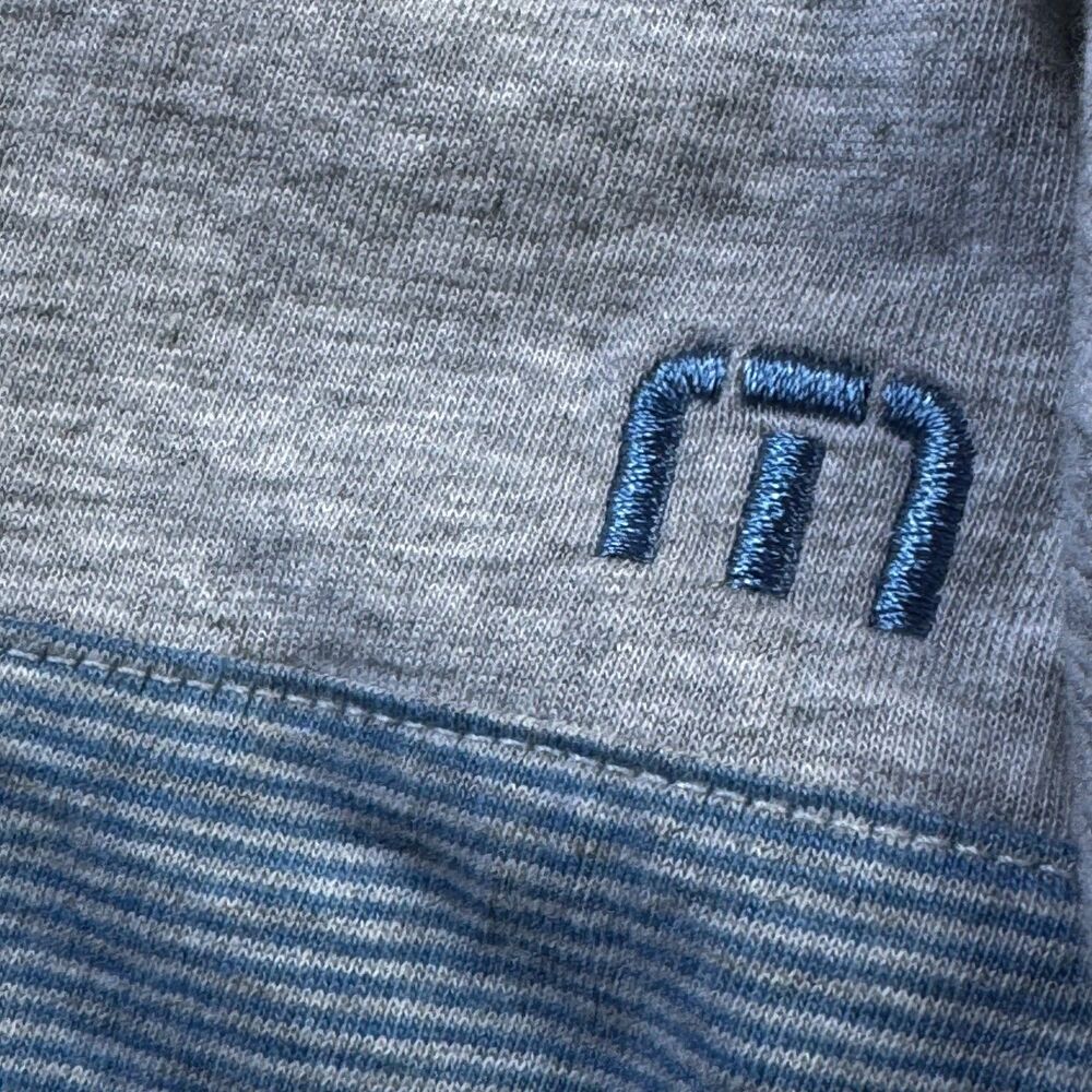 Travis Mathew Polo Shirt Mens XXL Gray Blue‎ Colorblock Stripe Golf Casual - Picture 10 of 13